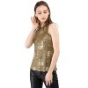 INSPIRE CHIC Women's Party Shiny Sleeveless Keyhole Back Club Metallic Tank Top - 3 of 4