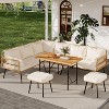 3-Piece Boho Outdoor Patio Furniture Set with Table, All-Weather Wicker Rattan Sectional Sofa with Cushions, Metal Frame - 3 of 4