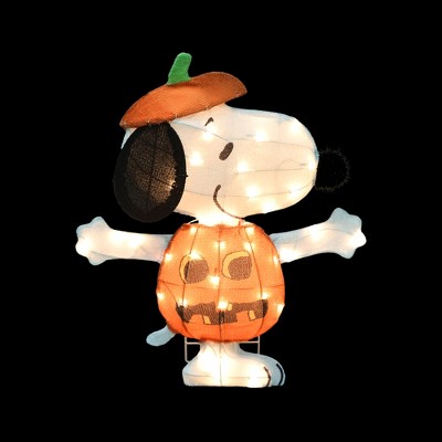 24-Inch Orange Pre-Lit Snoopy Jack-O-Lantern Yard Decoration