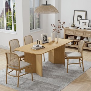 67" Farmhouse Large Rectangle Yellow Dining Table for 4-6 People with V-Shaped Legs for Dining Room and Living Room - 1 of 4