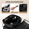 Karl Home Black Salon Shampoo Bowl and Chair Backwash Unit with Ceramic Wash Bowl - 3 of 4