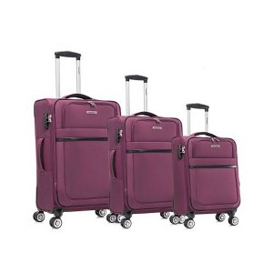AENKYO 3-Piece Softshell Luggage Set, Fabric Suitcases with Spinner Wheels & Password Lock - Lightweight Travel Luggage Set, Purple - 1 of 4