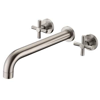Sumerain Tub Faucet Brushed Nickel Wall Mount Tub Filler High Flow Bathtub Faucet, Extra Long Spout