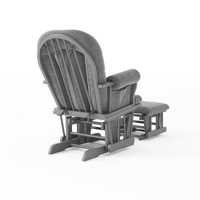 Serene Gliding Rocker and Ottoman in Cool Gray with Dark Gray Cushion