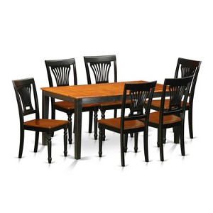 HomeStock 7-Piece Rectangle Black and Cherry Finish Solid Wood Top Dining Table with 6 Chairs - 1 of 4