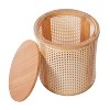 CAVINAS 15.70"Round Nightstand with Rattan Woven Design,Bedside Table with Round Wood Tabletop,Hollow Woven Nightstand for Bedroom - 4 of 4