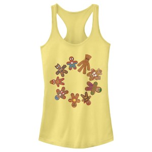 Juniors Womens Marvel Christmas Gingerbread Cookie Circle Racerback Tank Top - 1 of 3