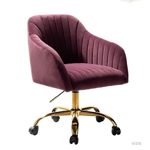 Alex Velvet Task Home office Desk Chair Tufted Padded Adjustable Swivel |  Karat Home - Pink