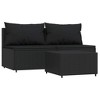 VidaXL 3 Piece Patio Lounge Set with Cushions Black Poly Rattan - 2 of 4