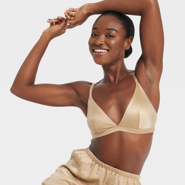 Sostén tipo bralette triangular sin forro de satén para mujer - Auden™ 5