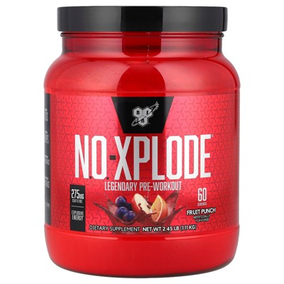 BSN N.O.-XPLODE Pre Workout Supplement with Creatine, Beta-Alanine, and Energy, Flavor: Fruit Punch, 60 Servings