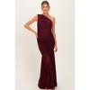 Pinkblush Dark Burgundy Ruched Mesh One Shoulder Maternity Maxi Dress - 3 of 4