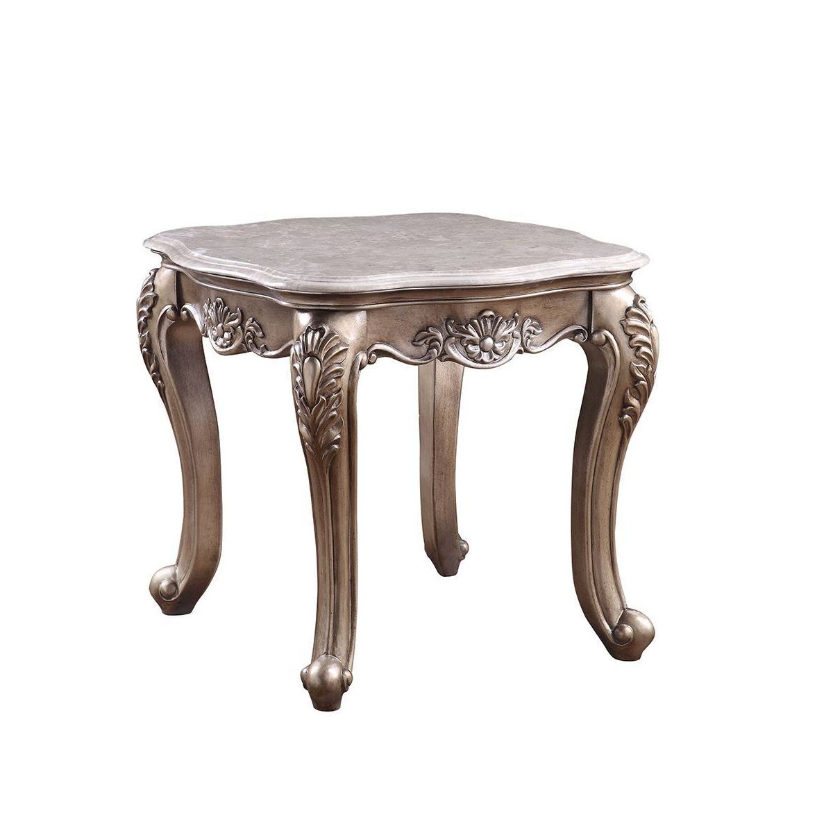 26" Jayceon Accent Table Marble Top/Champagne - Acme Furniture