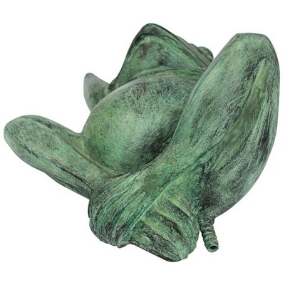 Emerald Verde Bronze Spitting Lazy Frog Garden Statue