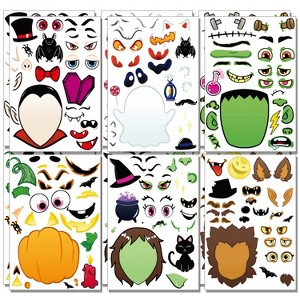 Joyfy 36Pcs Halloween Characters Make a Face Sticker Sheet,Children Crafts Party Favor,Make Your Own Witch Vampire Stickers, Class Activities Reward - 1 of 4