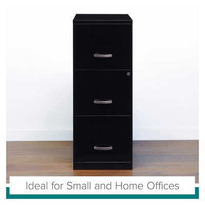 Black Vertical 3-Drawer Lockable Steel File Cabinet