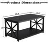 2-Tier Coffee Table, X-Frame Living Room Table with Storage Shelf for Small Spaces, Durable Rectangle Center Table for Farmhouse/Office/Bedroom - 2 of 4