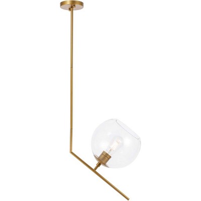 Elegant Lighting Ryland 1 light Brassand Clear glass pendant
