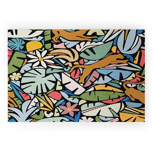 evamatise Joyful Jungle Maximalist Mode Looped Vinyl Welcome Mat - Society6 - 1 of 4