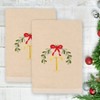 Linum Home Textiles Christmas MISTLETOE MONOGRAM - Embroidered Luxury 100% Turkish Cotton Hand Towels (Set of 2) - 2 of 3