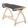Vynxaria Mid-Century Modern Office Desk - Natural Wood & Black Tempered Glass Top, Built-in Hutch, Pull-out Drawer, Sturdy Wood Construction - 2 of 4