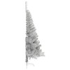 vidaXL Artificial Half Christmas Tree White PVC, Steel 59.1 in high - Silver 5 x 3 ft - 3 of 4