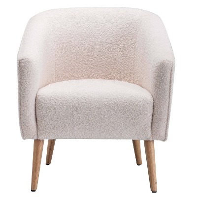 Faux Shearling Barrel Accent Chair Cream Faux Shearling - WOVENBYRD