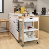 Tangkula 3-Tier Kitchen Island Cart Rolling Service Trolley w/ Bamboo Top Shelves - image 3 of 4