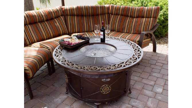 Rectangular Aluminum Outdoor Propane Fire Pit with Scroll Design - AZ Patio Heaters, 2 of 6, play video