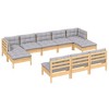 vidaXL Solid Pinewood Patio Lounge Set 10 Piece with Cushions - Brown and Gray - 3 of 4