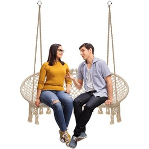Sorbus Macrame Hanging Swing - Stylish Decorative Premium Cotton Ceiling Boho Chair for Durability - 1 of 4