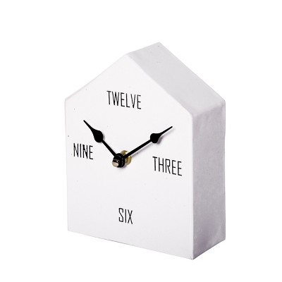 VIP Metal 6.75 in. White Minimalist Table Clock
