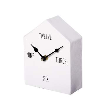 VIP Metal 6.75 in. White Minimalist Table Clock