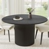 PexFix 52" Wood Round Dining Table Kitchen Table for 4-6 with Arc-Shaped Edge Top & Concave Cylinder Legs for Living/Dining Room Coffee Office Black - 2 of 4