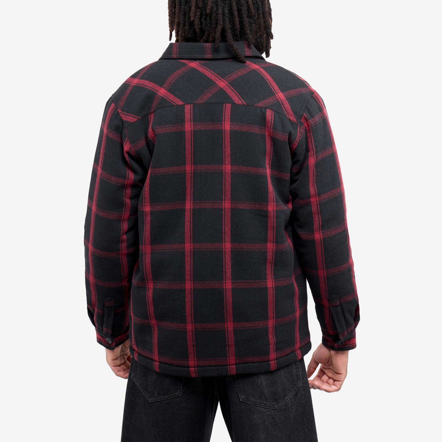 Мужская куртка X RAY Cotton Plaid Flannel Shirt Jacket With Faux Shearling Lining in WHITE/BLACK, цвет: Чёрный — фото 2