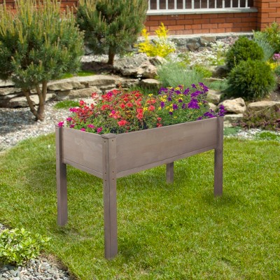 Light Brown Hemlock Wood Raised Garden Bed Planter Box with Liner
