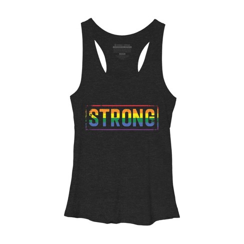 Design By Humans Workout Pride Rainbow Strong By Avocato Racerback Tank Top  - Black Heather - 2x Large : Target