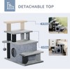 SKYONE 3/4 Step Adjustable Cat Stairs with Condo, Scratching Post & Toy Ball for Bed/Sofa - Gray, - 3 of 4