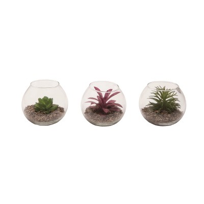 Transpac Large Faux Succulent in Container Set of 3 Spring Home Decorations