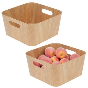 mDesign Wood Print Kitchen Food Storage Organizer Bin - 2 Pack - 1 of 4