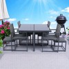 Mshliw 9-Piece Patio Dining Set with Space-Saving Rattan Chairs and Glass Table Top, Grey Wicker & Dark Grey Cushions for Outdoor and Indoor Use - 2 of 4