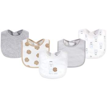 Touched by Nature Baby Organic Cotton Bibs 5pk, Milk Cookies, One Size