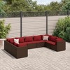 vidaXL Patio Lounge Set Brown PE Rattan, Powder-Coated Steel 9 Piece Set - 2 of 4