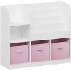 Kids Toy Storage Organizer with 3 Foldable Fabric Drawers, Wooden Open Shelf Bookcase with Storage Cubbies for Home Playroom, Hallway & Kindergarten - 2 of 4