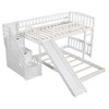 NicBex Twin over Twin Bunk Bed Pine Bed Frame with Convertible Storage Stairs and Slide, Full Length Guardrail, No Box Spring Required - 3 of 4