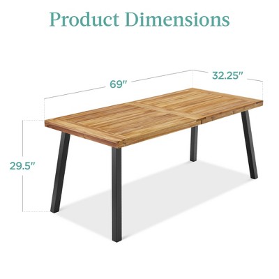 Rustic Acacia Wood 6-Person Dining Table with Metal Legs