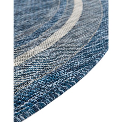 Elysian Blue 3 ft Round Synthetic Outdoor Rug, Stain-Resistant
