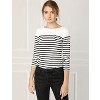 INSPIRE CHIC Women's Color Block Round Neck Long Sleeves Striped Basic T-Shirt - 3 of 4
