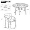 5-Piece Outdoor Patio Acacia Wood Round Dining Set with Umbrella Hole and 4 Cushioned Armchairs - 2 of 4
