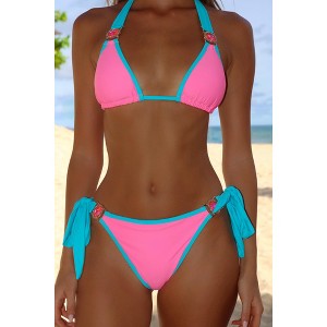 Moda Minx Contrast Cove 'Candy & Sky' Tie Side Crystal Bikini Bottoms - 1 of 4